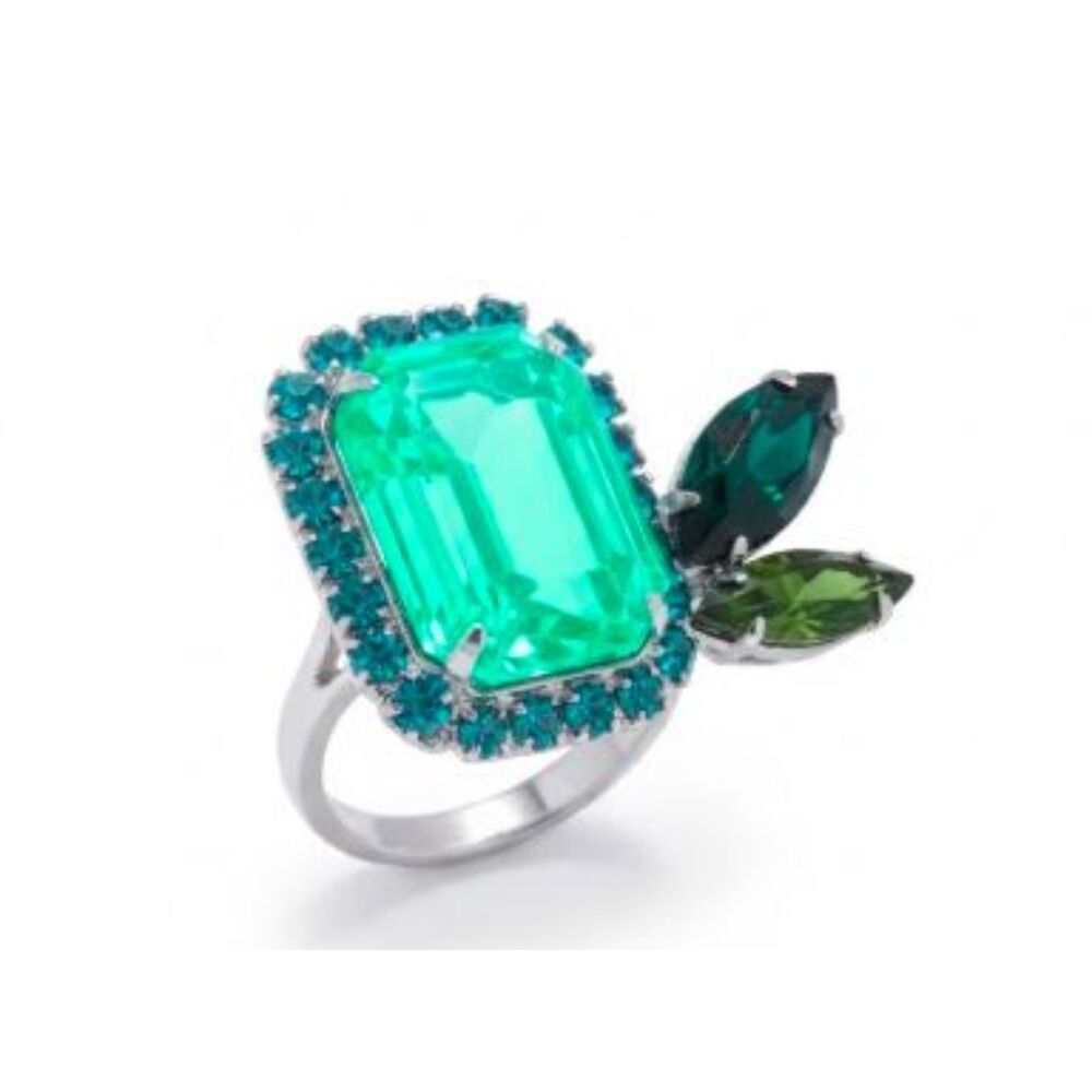 JOOMI LIM Women's Pretty Bijoux Ring Sz 7 NWOT 188 Brilliant Green Silver